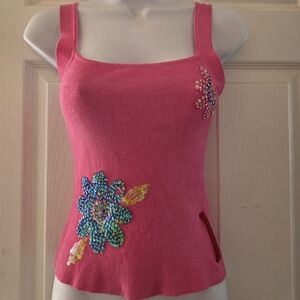 Prada Pink Knit Top with Red Accent